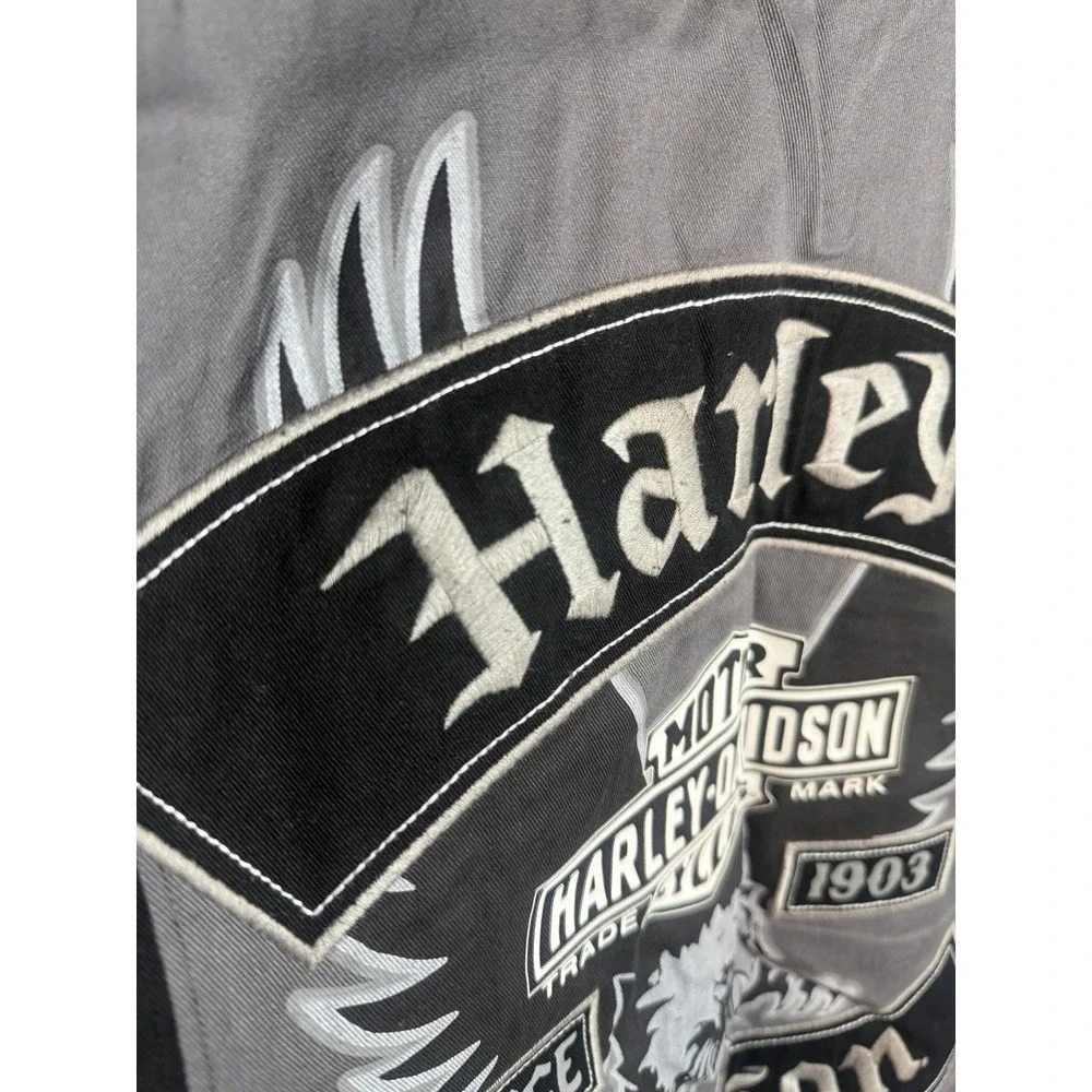 Harley Davidson Men's XL Garage Shirt Stitched Badge Shield Logo Black Gray